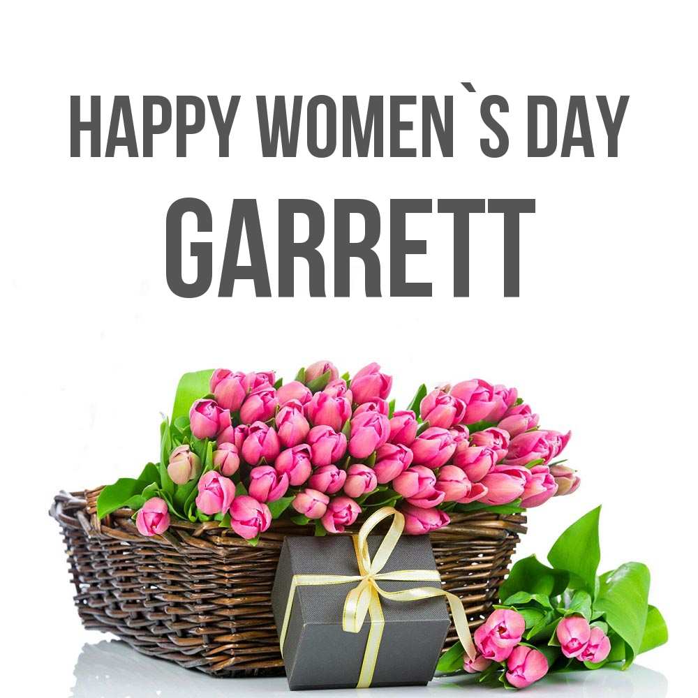 Greetings card с именем, Garrett happy women`s day цветы Greetings with text for free download 